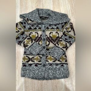 Eddie Bauer Hand Knit Cardigan in Gray and Cream